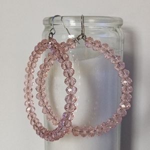 Pink Faceted Glass Bead Earrings